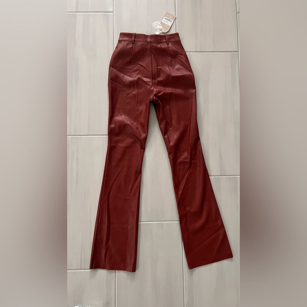 NWT Meshki dark cherry chocolate buttery soft faux leather pants - Picture 9 of 12
